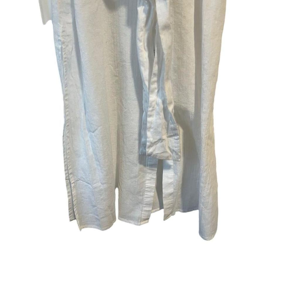 Becca White Maxi Button Up Waist Tie Cover Up Large - Picture 5 of 15
